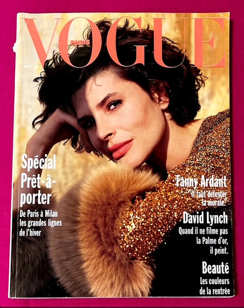 VOGUE Magazine Paris August 1990 FANNY ARDANT Turlington CHANCELLOR Ch