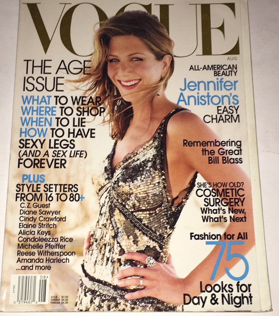 VOGUE US Magazine August 2002 JENNIFER ANISTON Cindy Crawford GISELE BUNDCHEN
