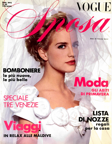 VOGUE Italia Magazine SPOSA Wedding BRIDE March 1992 AMBER VALLETTA Av