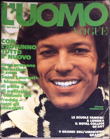 L'UOMO VOGUE Vintage Magazine October 1972 RICHARD CHAMBERLAIN James Baes