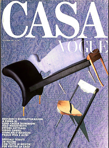 CASA VOGUE Magazine Italy September 1987 #188 Vintage Design Architecture ETTORE SOTTSASS