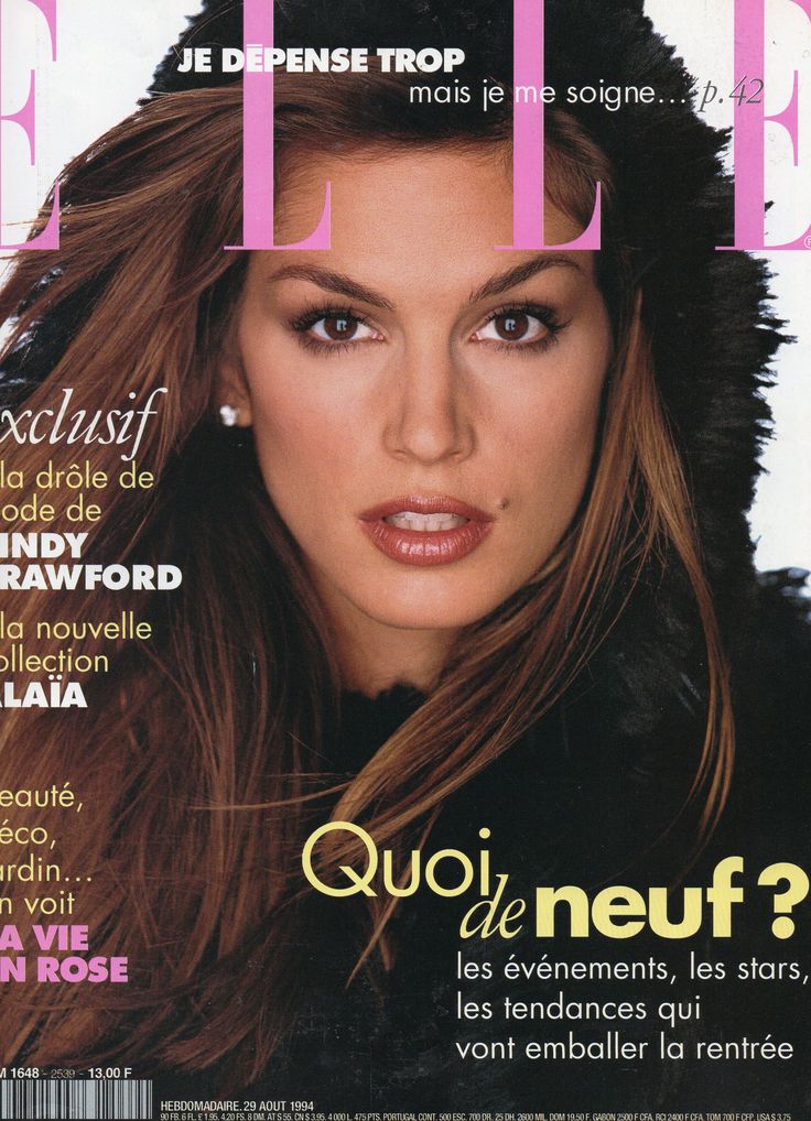 ELLE Magazine France August 1994 #2539 CINDY CRAWFORD Helena Christensen