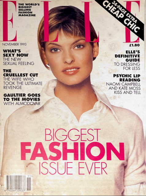 ELLE Magazine UK November 1993 LINDA EVANGELISTA Helena Christensen SHANA ZADRICK