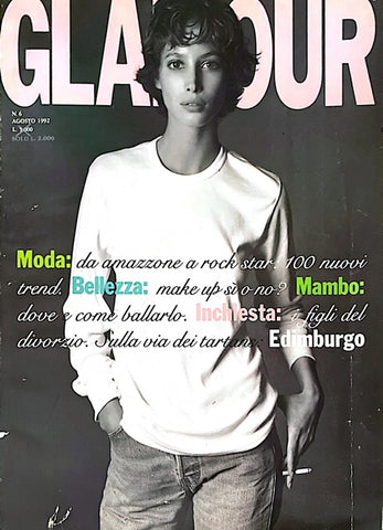 GLAMOUR Magazine Italia August 1992 CHRISTY TURLINGTON Beri Smither TYRA BANKS