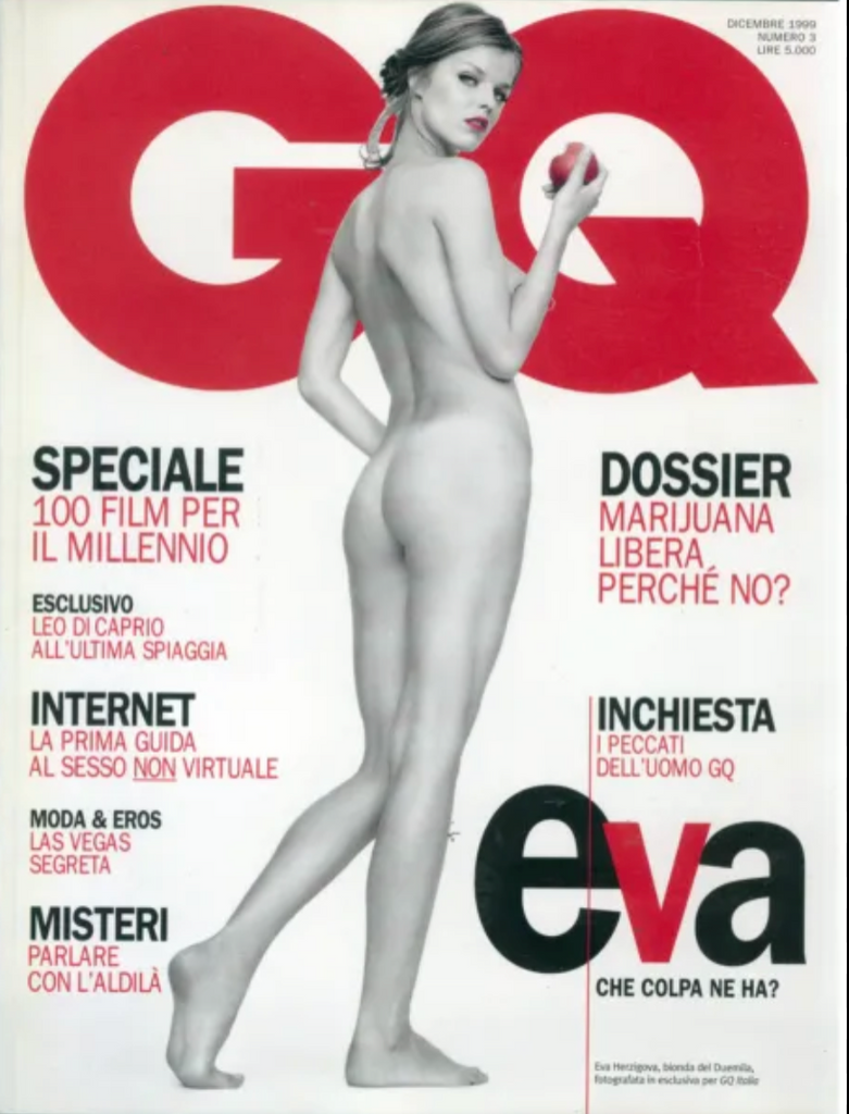 GQ Magazine Italia December 1999 EVA HERZIGOVA + Poster LEONARDO DI CAPRIO