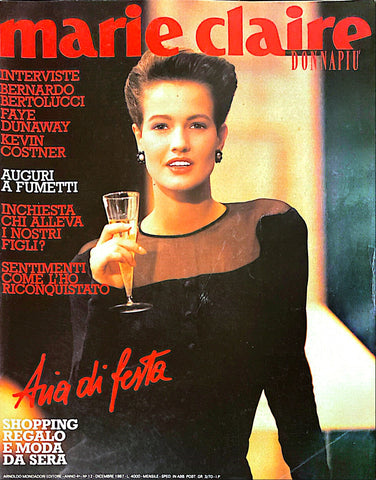 Marie Claire Magazine Italy December 1987 Meghan Douglas CARLA BRUNI Kevin Costner FAYE DUNAWAY
