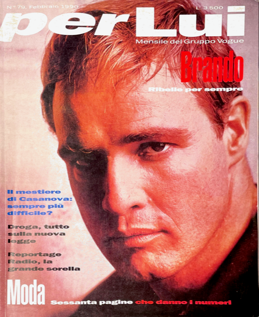 Per Lui Magazine Italia February 1990 MARLON BRANDO Virginia Madsen KEVIN DILLON