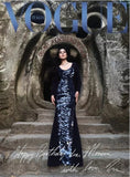 Cover of 'VOGUE Magazine ITALIA' October 2024 issue featuring Monica Bellucci, with a black and white photograph of the actress by Tim Burton. The cover also includes text and logo.