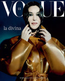 Cover of the Vogue Czech magazine, March 2024 edition, featuring Monica Bellucci with a visible orange cover and the text 'La divina'.