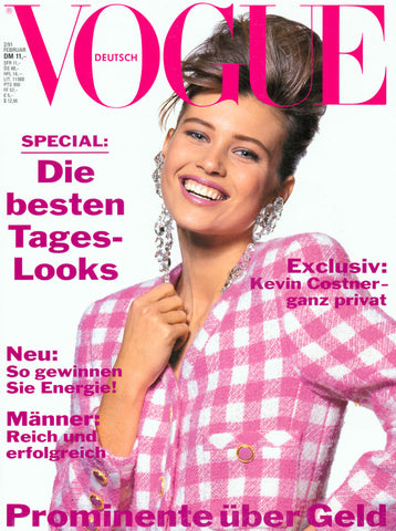 VOGUE Magazine Germany February 1991 DANIELA PESTOVA Carla Bruni ESTELLE LEFEBURE