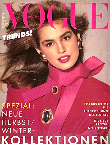 VOGUE Magazine Germany July 1987 CINDY CRAWFORD Linda Evangelista FIRMIN DIDOT