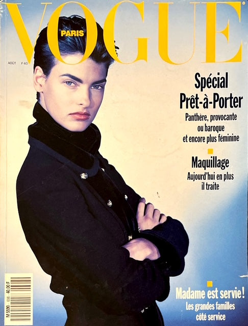 VOGUE Magazine Paris August 1989 LINDA EVANGELISTA Vera Cox TALISA SOT