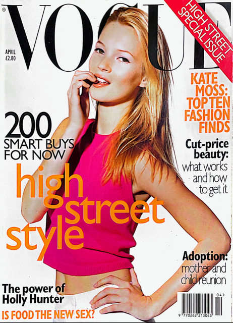 VOGUE Magazine UK April 1996 KATE MOSS Chandra North TRISH GOFF Carla Bruni