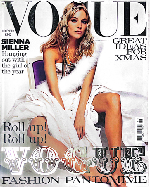 VOGUE Magazine UK December 2004 SIENNA MILLER Jessica Miller ANGELA LINDVALL Lily Cole
