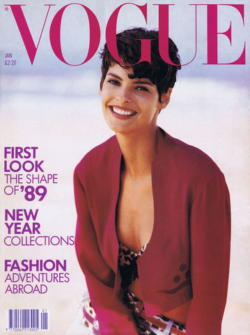 VOGUE Magazine UK January 1989 LINDA EVANGELISTA Cindy Crawford YASMIN LE BON Janssen