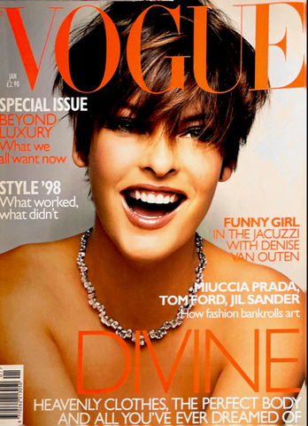 VOGUE Magazine UK January 1999 LINDA EVANGELISTA Bridget Hall MAGGIE RIZER