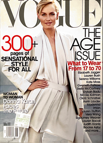 VOGUE Magazine US August 2001 AMBER VALLETTA Kate Moss ANGELA LINDVALL Carine Roitfeld