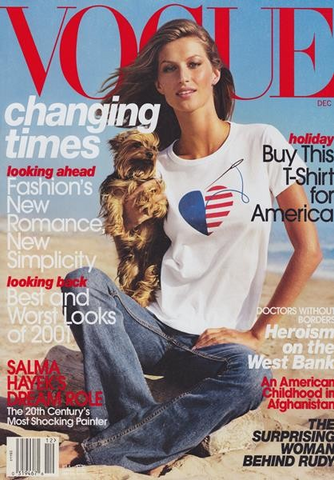 VOGUE Magazine US December 2001 GISELE BUNDCHEN Carmen Kass LIYA KEBEDE