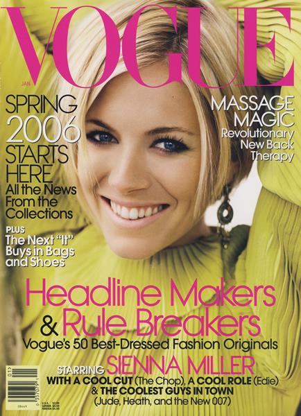 VOGUE Magazine US January 2006 SIENNA MILLER Sasha Pivovarova GEMMA WARD Lisa Cant