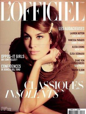 L'OFFICIEL Paris August 2010 ALEXA CHUNG Vanessa Paradis LAUREN HUTTON Elisa Sednaoui