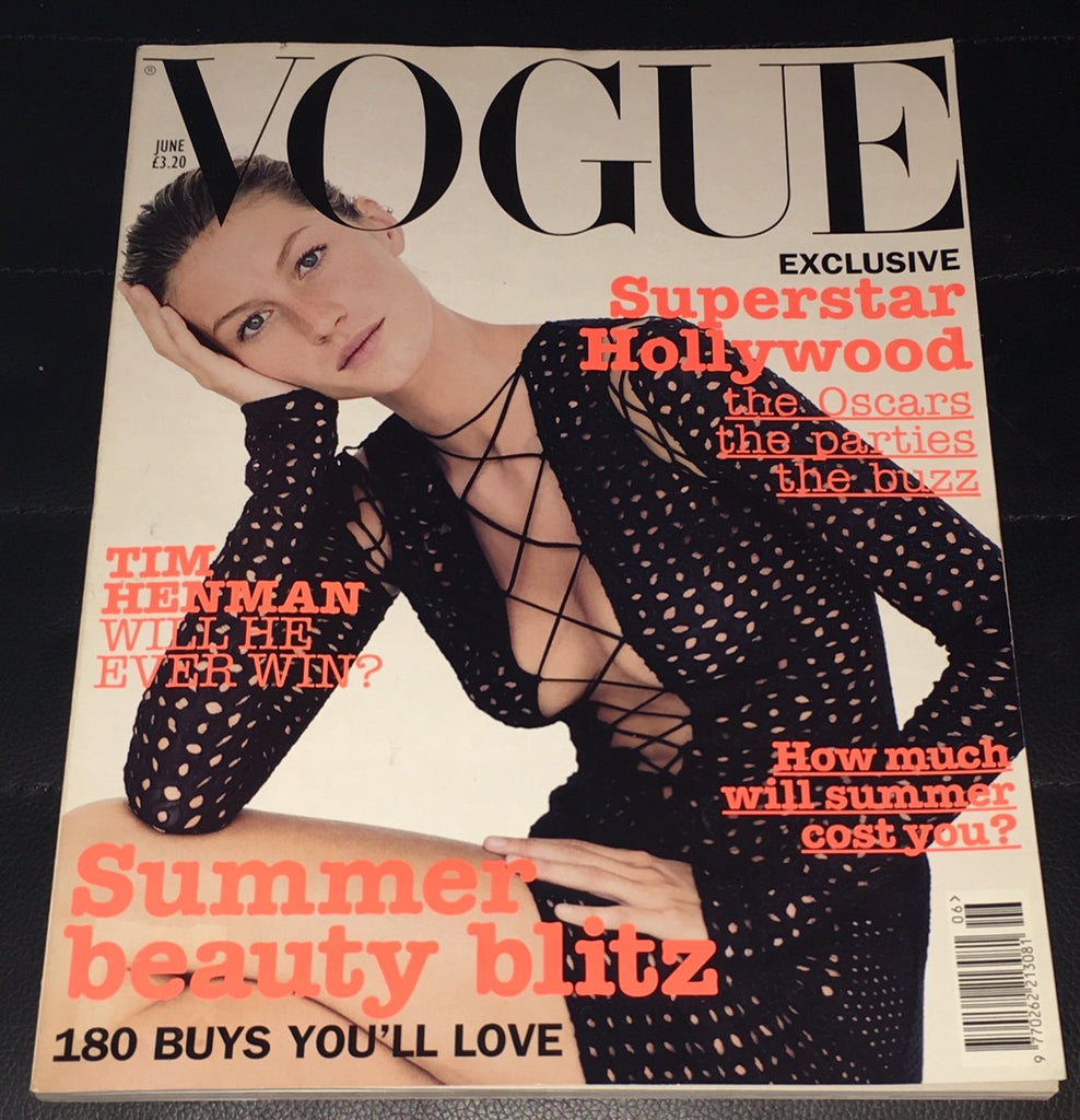 VOGUE UK Magazine June 2002 GISELE BUNDCHEN Kate Moss BRIDGET HALL Eva Herzigova
