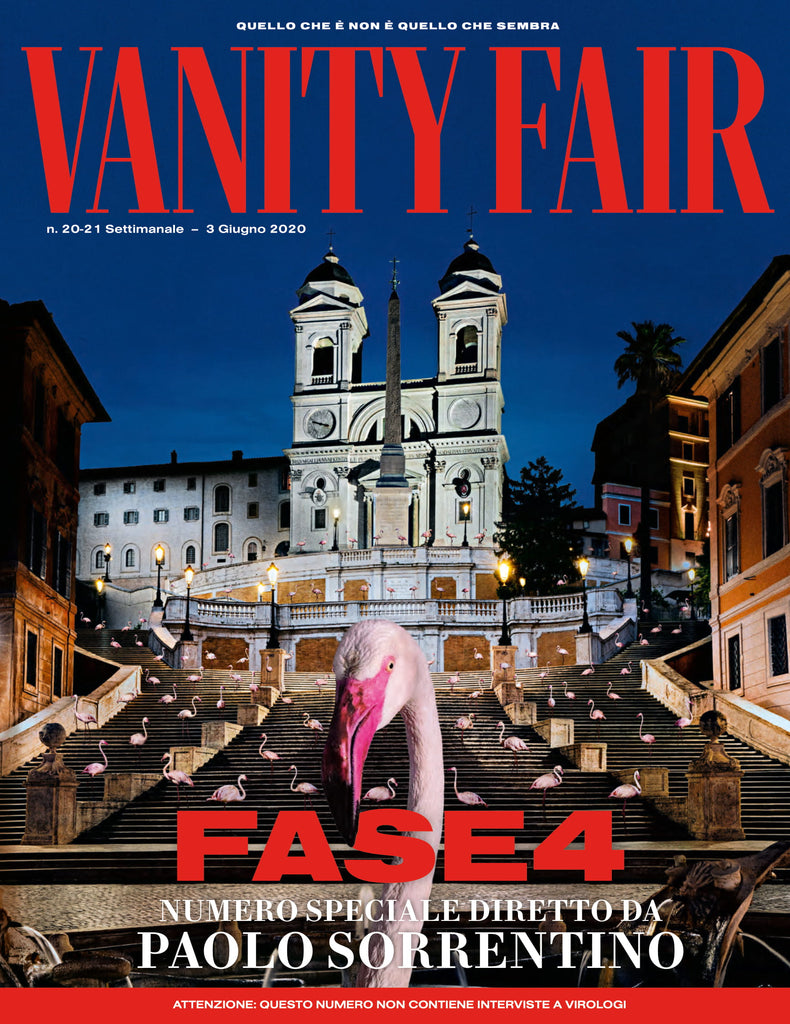 Vanity Fair magazine Italy June 2020 PAOLO SORRENTINO Lockdown thematic PINK FLAMINGO Cover