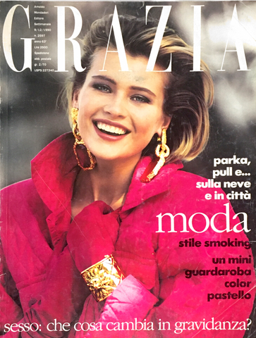 GRAZIA Magazine Italy December 1990 DANIELA PESTOVA Yves Montand ROBERTA CHIRKO