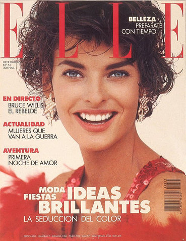 ELLE Magazine Spain December 1990 LINDA EVANGELISTA Carla Bruni INES SASTRE