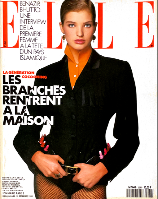 ELLE France Magazine December 1988 RACHEL MULHOLLAND Carla Bruni ELLE MACPHERSON