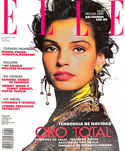 ELLE Magazine Spain December 1989 FAMKE JANSSEN Claudia Schiffer INES SASTRE