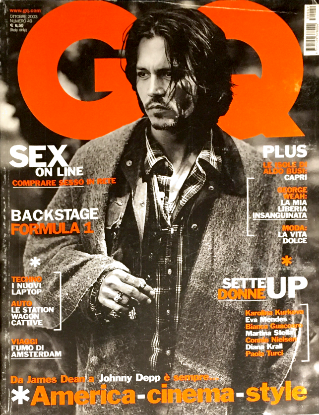 GQ Italia Magazine October 2003 JOHNNY DEPP Fernanda Tavares EVA MENDES Connie Nielsen STING