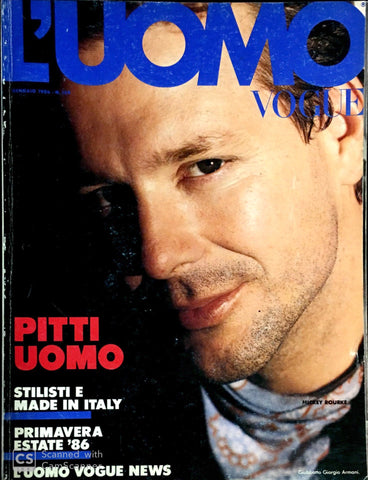 L'UOMO VOGUE Magazine January 1986 MICKEY ROURKE