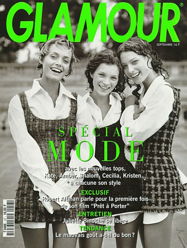 GLAMOUR Magazine France September 1993 KATE MOSS Amber Valletta SHALOM HARLOW