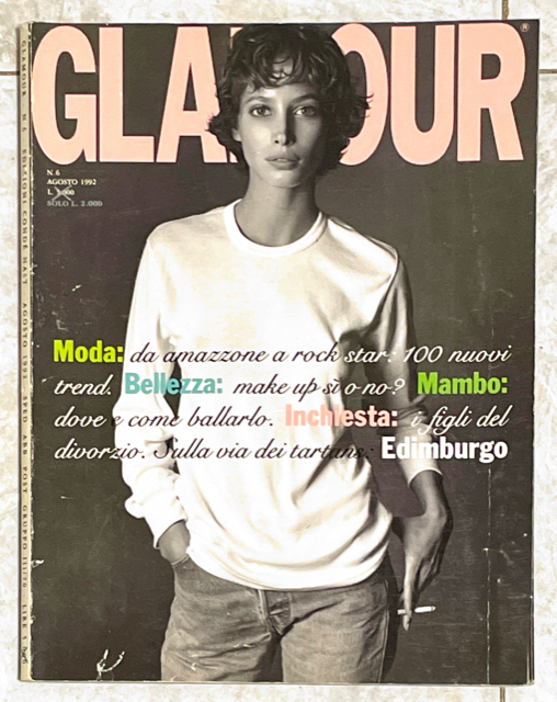 GLAMOUR Magazine Italia August 1992 CHRISTY TURLINGTON Beri Smither TYRA BANKS