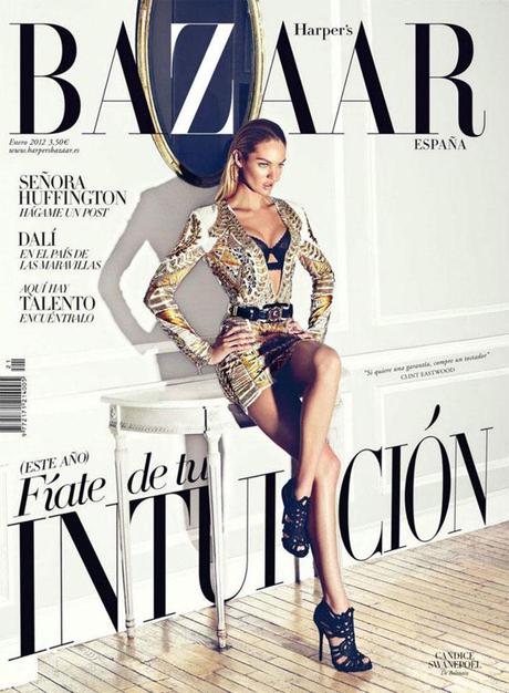 HARPER'S BAZAAR Spain Magazine January 2012 CANDICE SWANEPOEL Stella Tennant