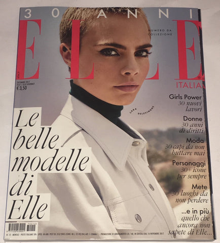 ELLE Italia Magazine December 2017 CARA DELEVINGNE 30th Anniversary Issue