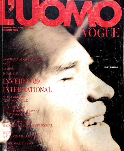 L'UOMO VOGUE Magazine September 1989 KURT RUSSELL Tony Ward JACQUES OLIVAR