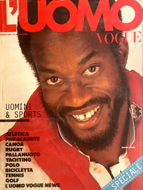 L'UOMO VOGUE Magazine April 1981 EDWIN MOSES