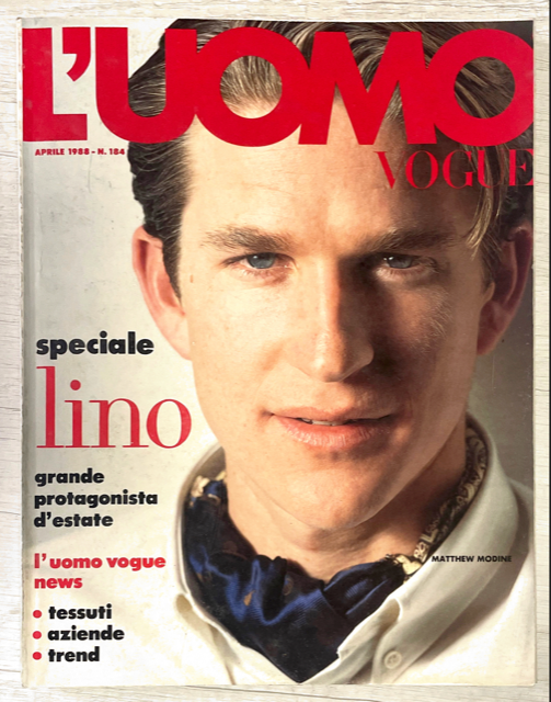 L'UOMO VOGUE Magazine April 1988 MATTHEW MODINE Claus Wickrath FABRIZI L'UOMO VOGUE Magazine April 1988 MATTHEW MODINE Claus Wickrath FABRIZI