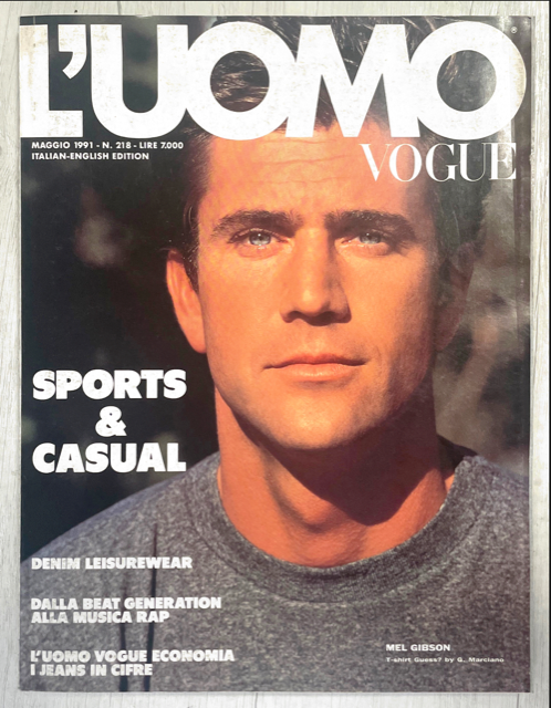 L'UOMO VOGUE Vintage Magazine May 1991 MEL GIBSON Barechest Male Model