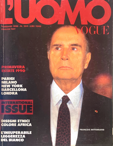 L'UOMO VOGUE Magazine February 1990 FRANCOIS MITTERRAND Fabrizio Ferri HOYT RICHARDS