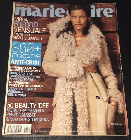 Marie Claire Italia Magazine November 2001 MAY ANDERSEN Erin Wasson SHALOM HARLOW