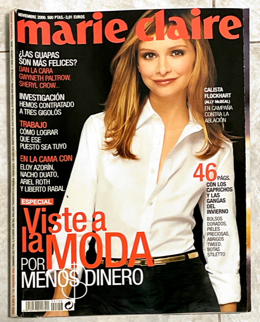 MARIE CLAIRE Magazine Spain November 2000 CALISTA FLOCKHART Christy Turlington