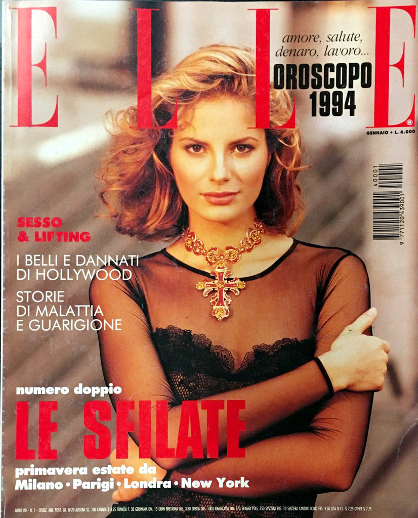 ELLE Magazine Italia January 1994 ANJA KNELLER Yasmeen Ghauri TASHA DE VASCONCELOS