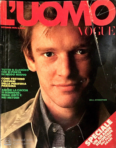 L'UOMO VOGUE Magazine October 1975 WILLIAM ATHERTON Philippe Leroy MARC POREL