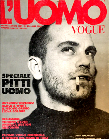L'UOMO VOGUE Magazine July 1991 JOHN MALKOVICH