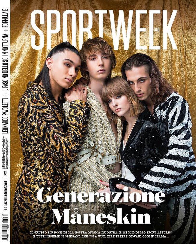 MANESKIN SportWeek Italia Magazine December 2018 [Damiano David, Victoria De Angelis, Thomas Raggi, Ethan Torchio]