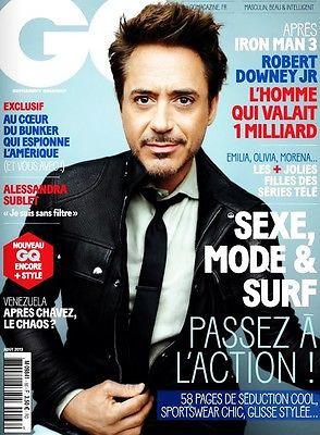 GQ France Magazine August 2013 ROBERT DOWNEY JR Guillaume Nery OLIVIA MUNN