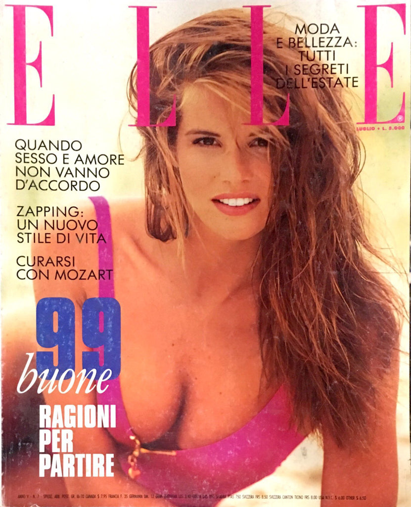 ELLE Italia Magazine July 1991 ELLE MACPHERSON Carre Otis CARMEN SCHWARZ