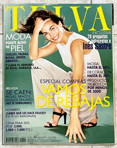 TELVA Magazine January 2000 INES SASTRE Jade Jagger LAURA PONTE